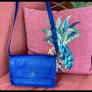 KATE SPADE Cobalt Blue Leather Crossbody bag magnetic lock